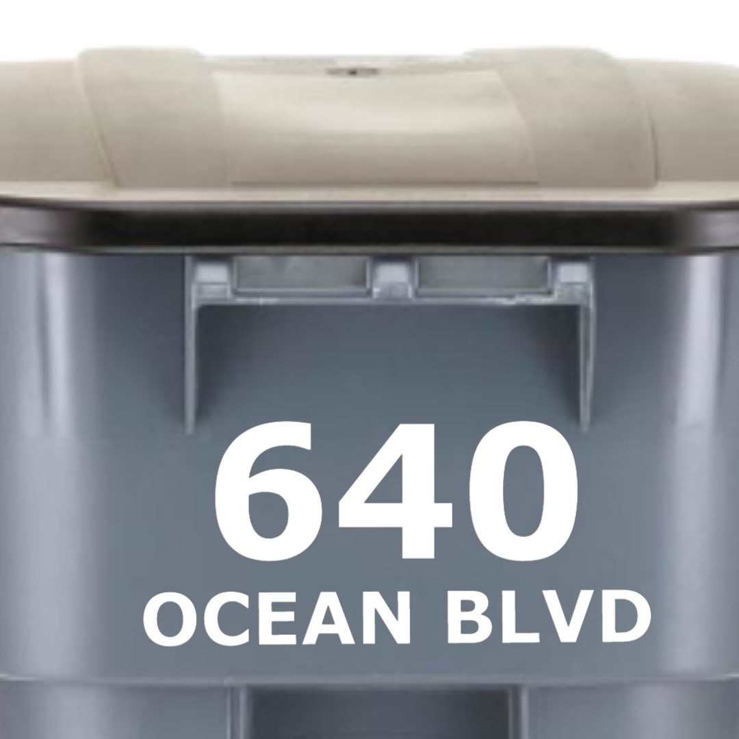 Custom Trash Can Vinyl Decal, Home Street Address Garbage Bin Decal Sticker, Trash Bin Address