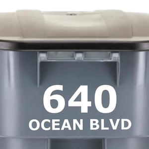 Custom Trash Can Vinyl Decal, Home Street Address Garbage Bin Decal Sticker, Trash Bin Address Label, Trash Bin Decal, White Black Sticker