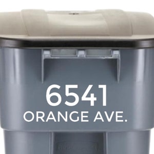 Trash Can Vinyl Decal, Street Address Garbage Bin Decal Sticker, Outdoor Trash Bin Label