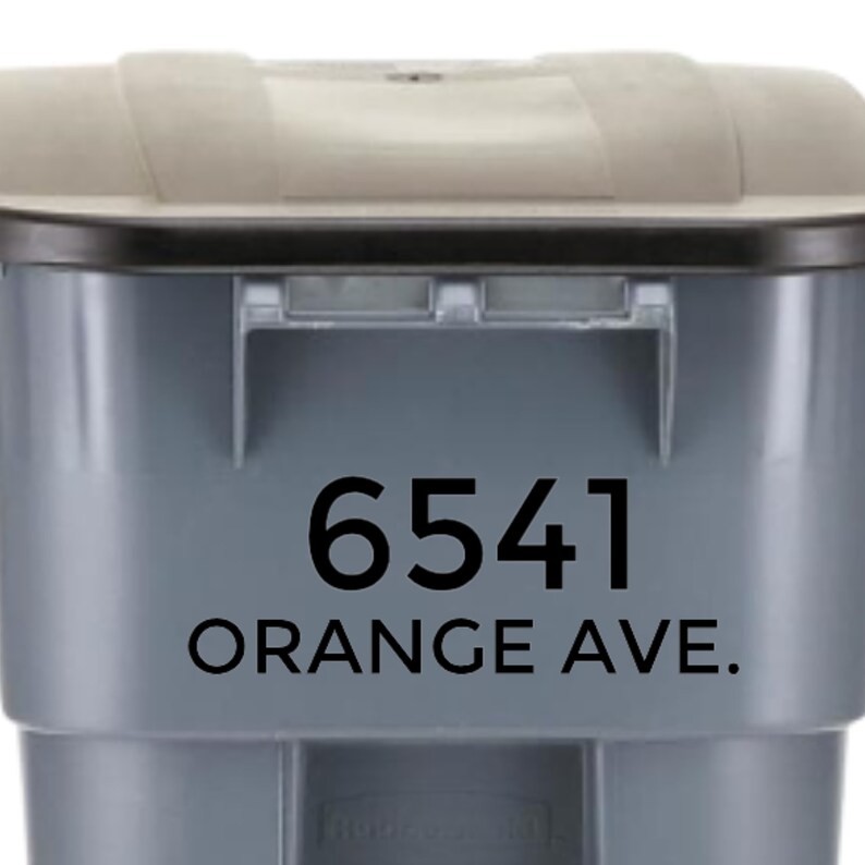 Trash Can Vinyl Decal Street Address Garbage Bin Decal Etsy