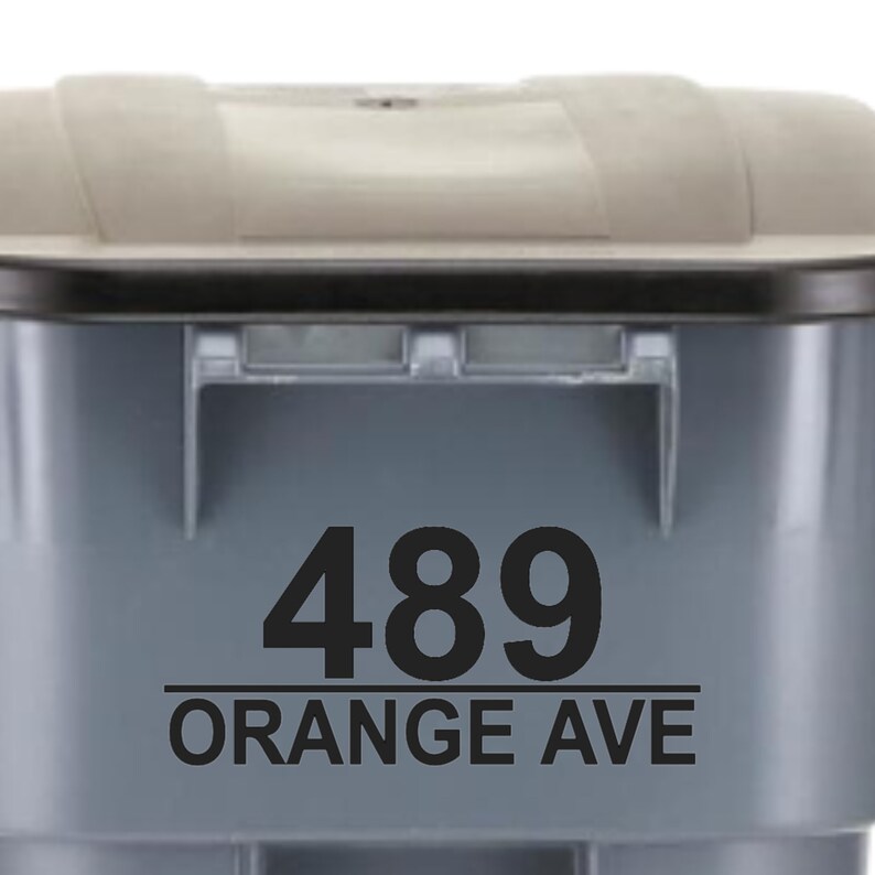 Trash Can Vinyl Decal Street Address Garbage Bin Decal Etsy
