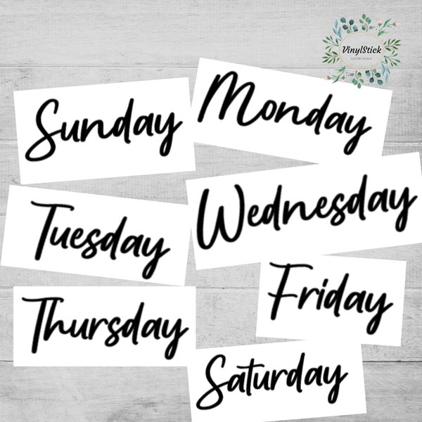 Days Of The Week Vinyl Decals, Meal Planning Stickers, Teacher Labels, Calendar Week Set