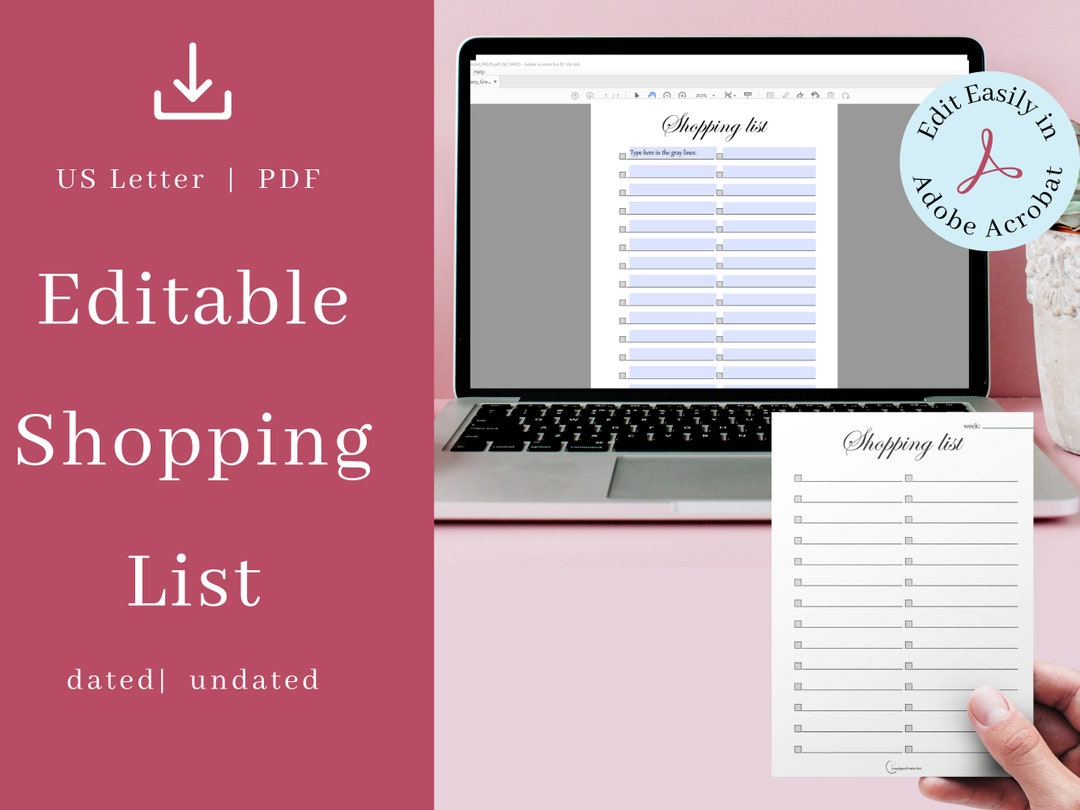 Editable Shopping List Shopping List Organizer Grocery - Etsy Australia