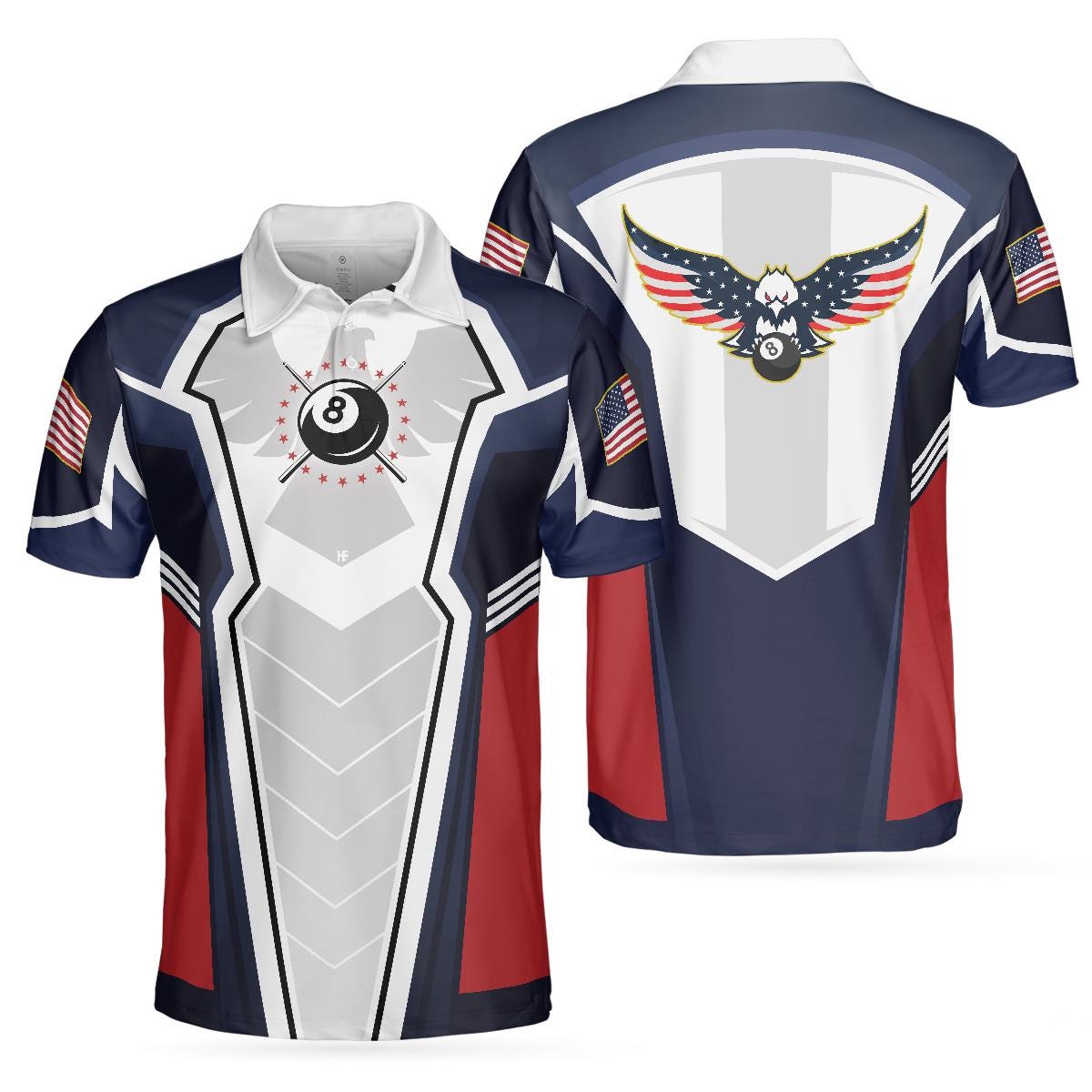 Discover Eagle Billiards Polo Shirt, American Eagle Pool Shirt, Best Short Sleeve Billiards Polo Shirt