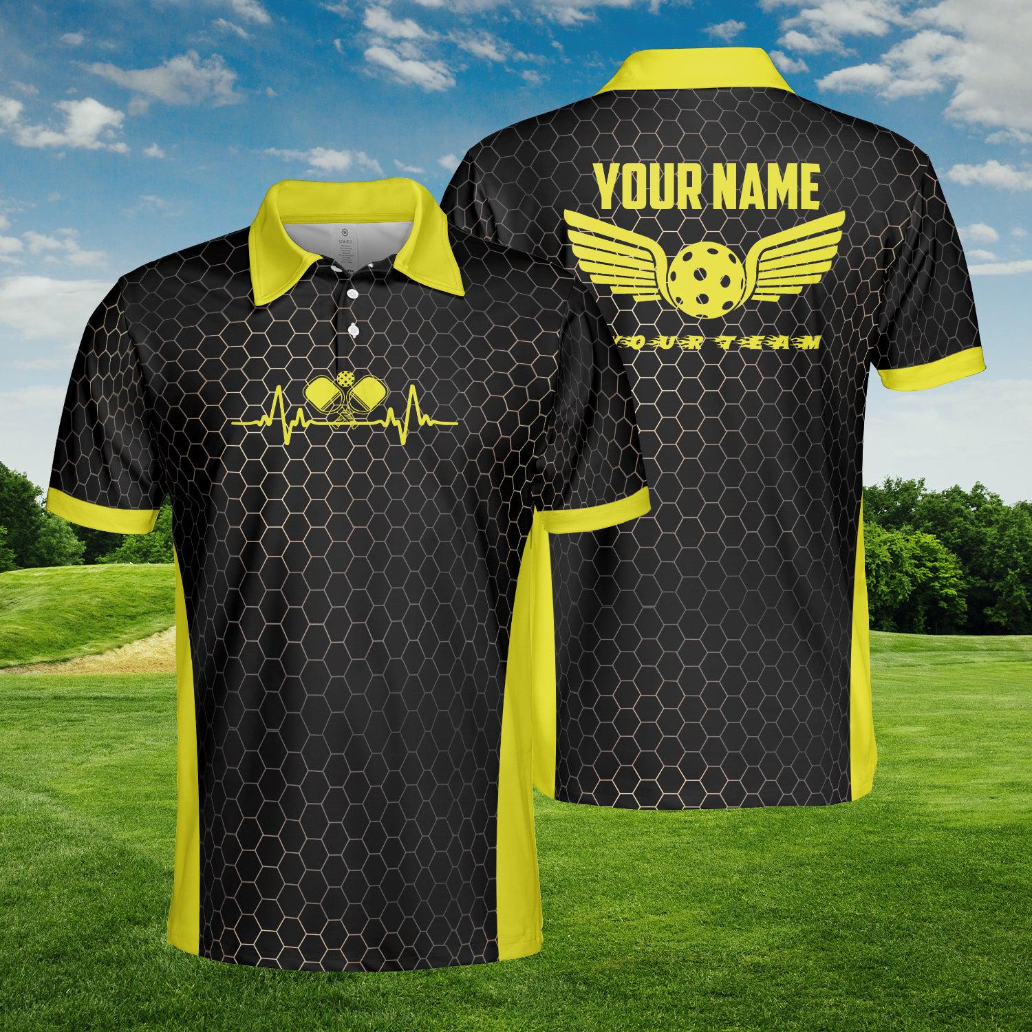 Discover Custom Pickleball Polo Shirt, Personalized Name, Honeycomb All-Over Print, Pickleball Gift
