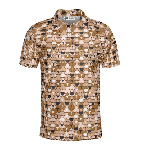 Abstract Butt Pattern Polo Shirt, Cheeky Booty Print, Tan Neutral