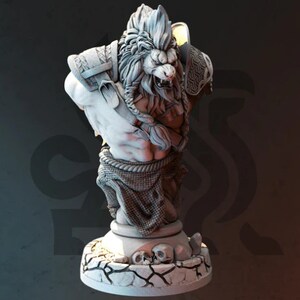 Lion-folk Barbarian BUST - Ezeqial_3D printed miniatures | Artisans size height 120mm