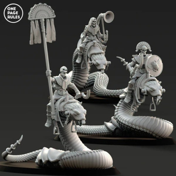 Mummified Snake Riders Command_3D printed miniatures | Artisans_size 81x60x45mm