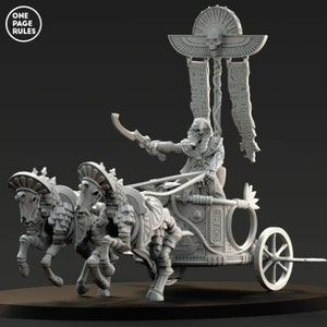 Mummified King on Royal Chariot_3D printed miniatures | Artisans_size 87x76x66mm