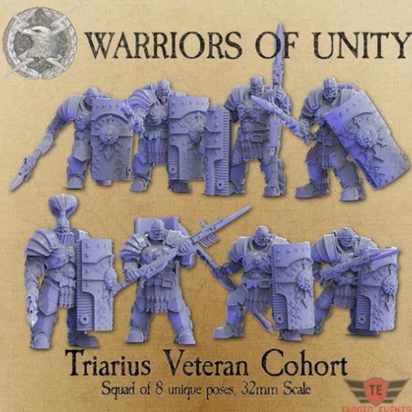 Triarius Veteran Cohort - Warriors of Unity_3D printed miniatures 8K LCD| Artisans