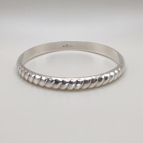 Modernist IBB TURKEY 925 Sterling Silver Ribbed Bangle, Silver Bangle, Silver Bracelet, Silver Jewelry