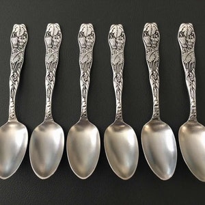 Antique Pattern "St. Leon 1890" by Wallace Sterling Silver Demitasse Spoons (6) - Silver Flatware, Silverware, Silver Coffee Spoons