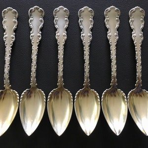 Set of 5 Sterling Silver Louis XV by Whiting Teaspoons, 1920s