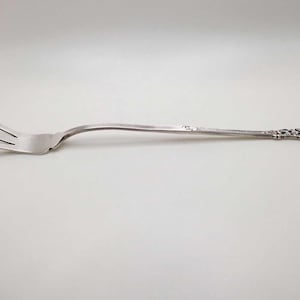 Antique Pattern&quot;Trianon Pierced Enamel 1885&quot; by DOMINICK & HAFF Sterling Silver Large Lettuce Serving Fork -Silver Flatware, Silverware