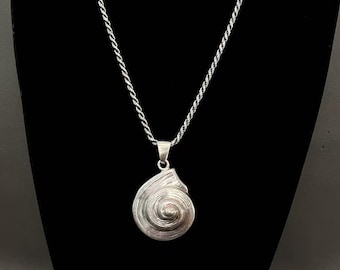 Vintage ITALY 925 Sterling Silver Rope Chain Mexico Silver Spiral Shall Pendant Set|Silver Necklace|Silver Jewelry| jewelry gift for her him