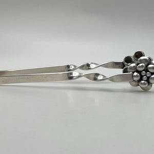 Handmade Sterling Silver Floral Sugar Tongs: Vintage Silverware