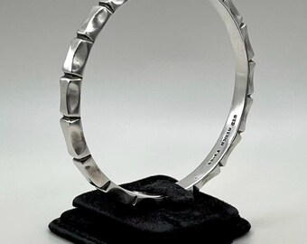 925 Sterling Silver Vintage Mexico Bamboo Bangle Bracelet 8