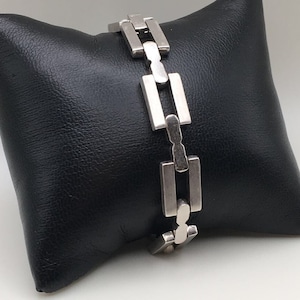 Modernist 925 CI Sterling Silver Rectangle Link Bracelet