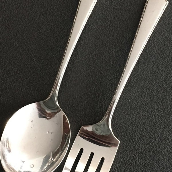 Vintage"BMS39"by BAKER MANCHESTER Sterling Silver Baby Spoon and Fork Set