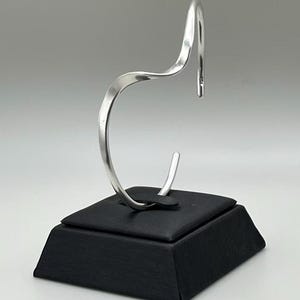 Vintage 925 Sterling Silver Handmade Wave Shape Cuff Bracelet: Modernist Design