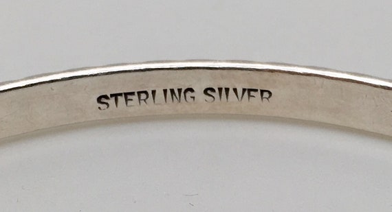 Vintage Etched Wheat Pattern Sterling Silver Bang… - image 5