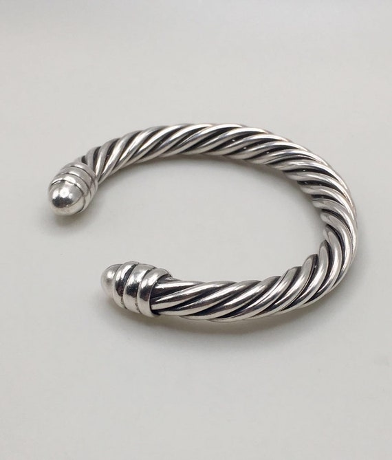 Vintage 925 Sterling Silver Classic Cable Cuff Br… - image 3