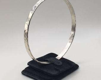 Vintage 925 Sterling Silver Bamboo Locked Hinged Bangle | Silver