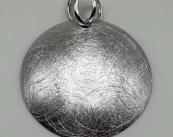 Vintage ITALY Milor 925 Silver Round Domed Pendant: Scratched Etched Textured Design