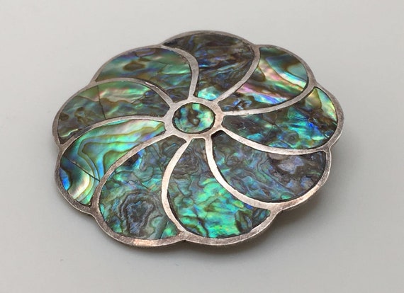 Mexico Vintage 925 Sterling Silver Abalone Pendan… - image 2