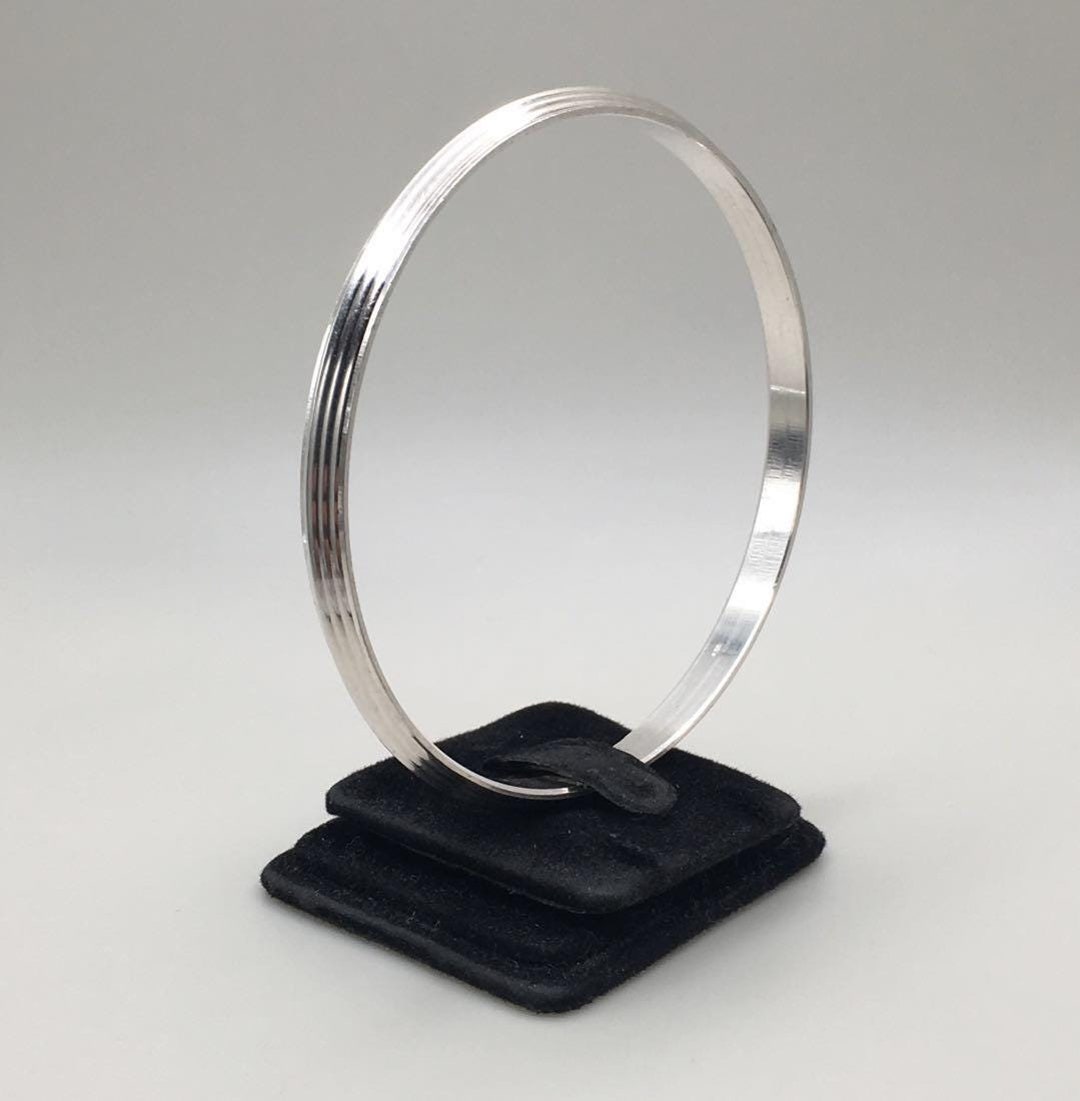 90年代　silver925 bangle Vintage BS 925 Sterling Silver Lines Bangle| Silver Bangle
