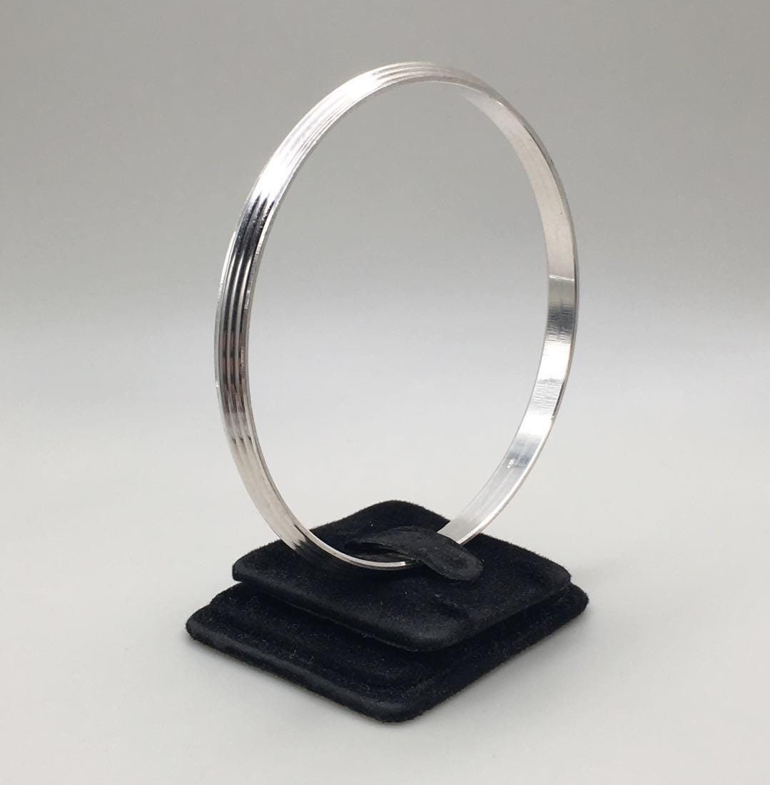 Vintage BS 925 Sterling Silver Lines Bangle| Silver Bangle