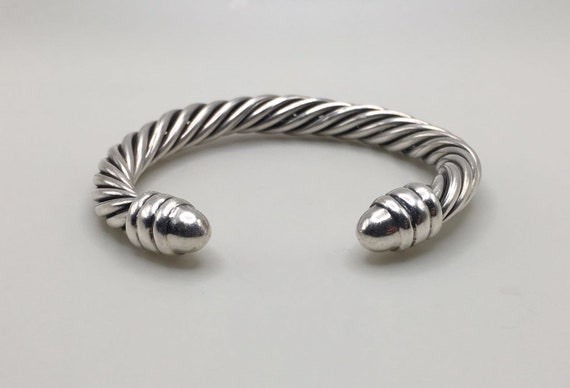 Vintage 925 Sterling Silver Classic Cable Cuff Br… - image 5