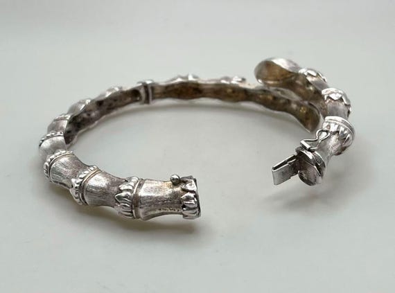 Bracelet Vintage Chinois En Argent Et Bambou - Bijou Ancien Occasion