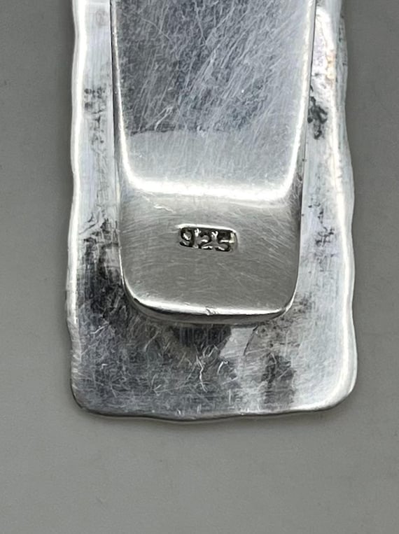 Vintage Handcrafted Hammered Rectangular Sterling… - image 5