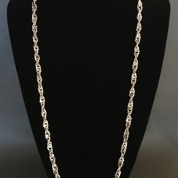 Vintage Italy Milor 925 Sterling Silver Long Twisted Singapore Chain Necklace - 32" - Silver Necklace, Silver Jewelry