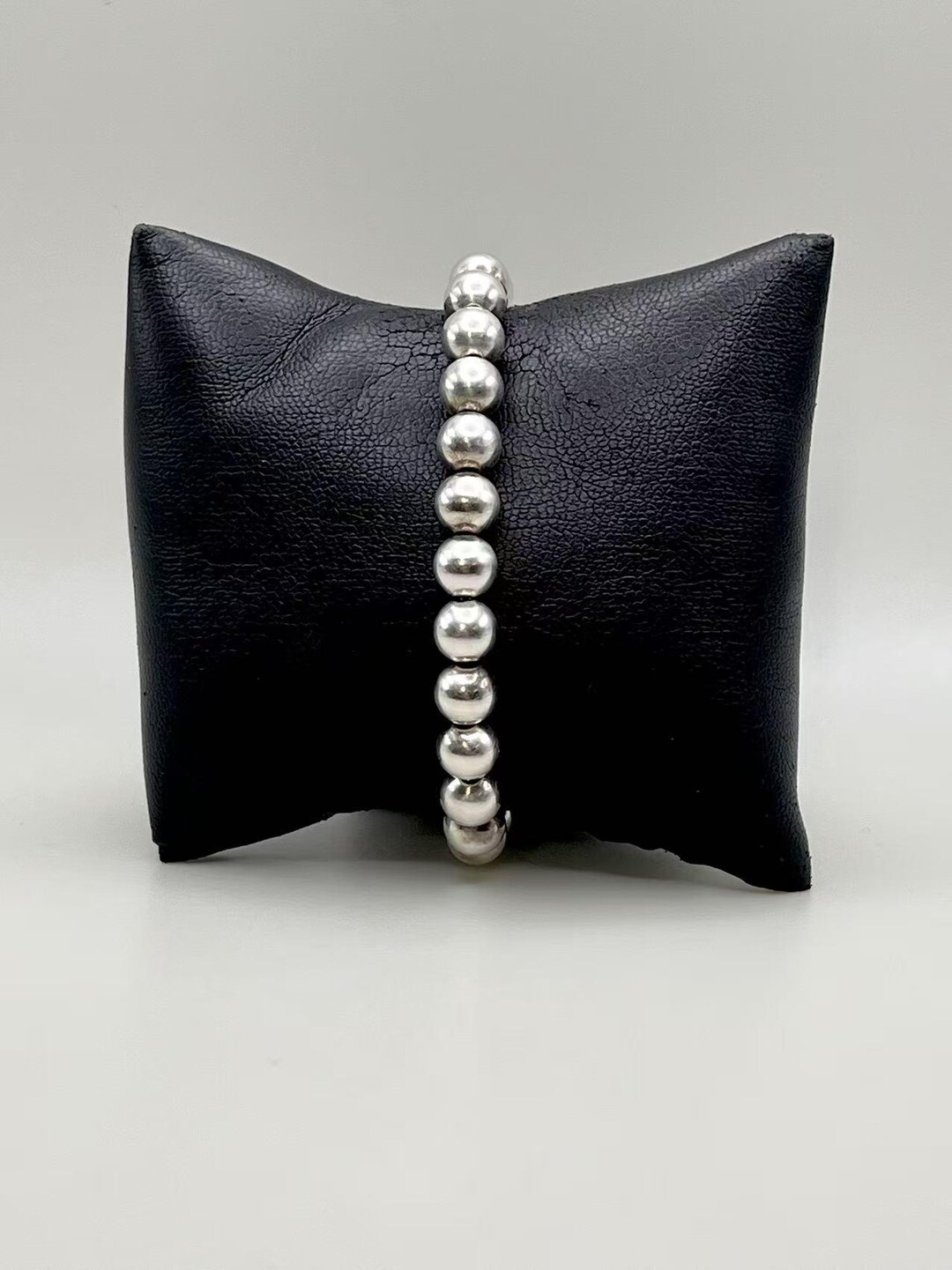 Vintage MSCO Sterling Silver Bead Bracelet: 8mm Chain, 7.5