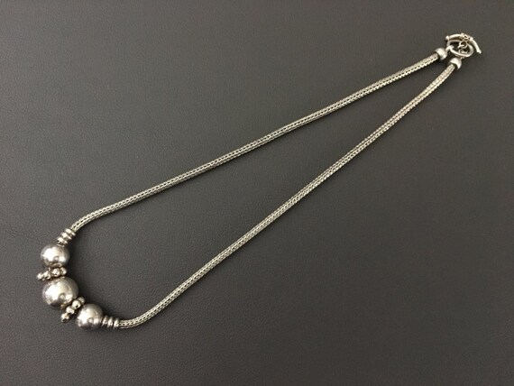 Vintage 925 Sterling Silver Wheat Chain and Tripl… - image 3