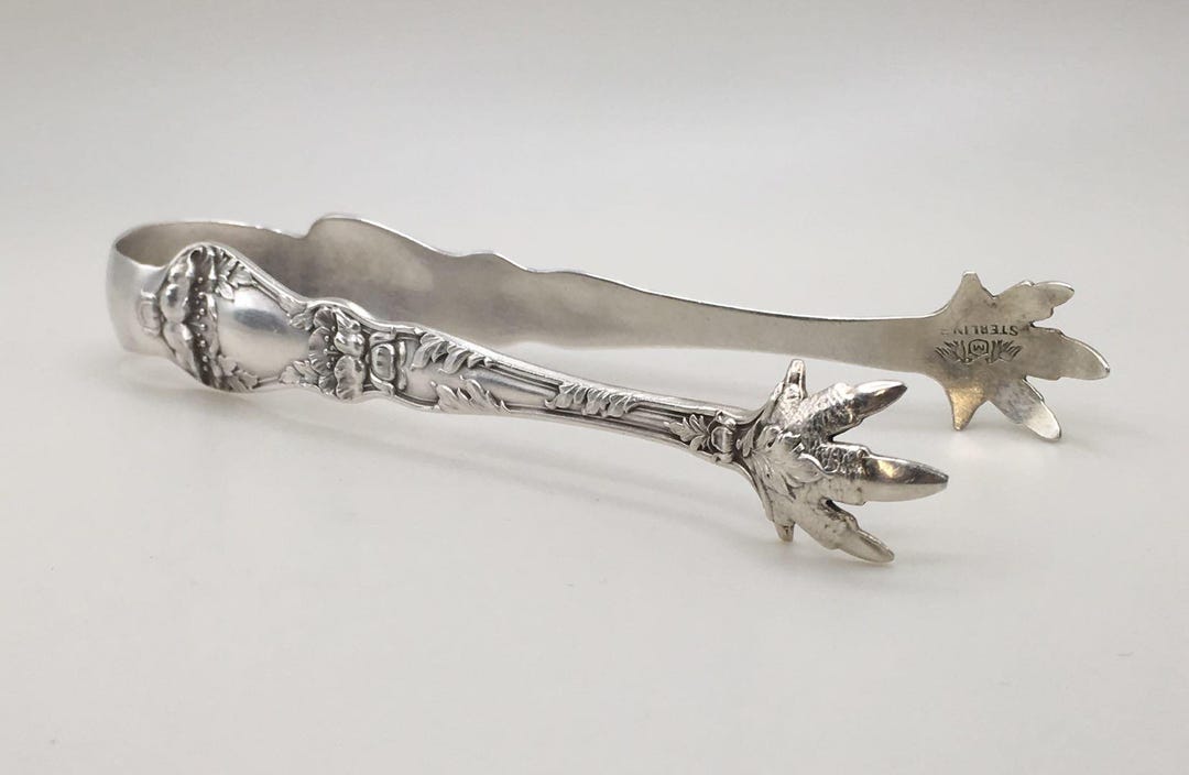 Vintage Patten poppy by Baker Manchester Sterling Silver Sugar Tongs ...