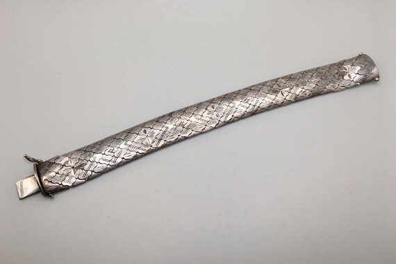 ITALY Sterling Silver Diamond Cut Wide Chain Brac… - image 4