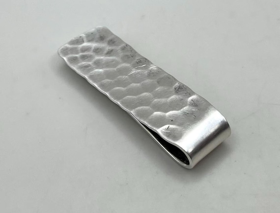 Vintage Handcrafted Hammered Rectangular Sterling… - image 2