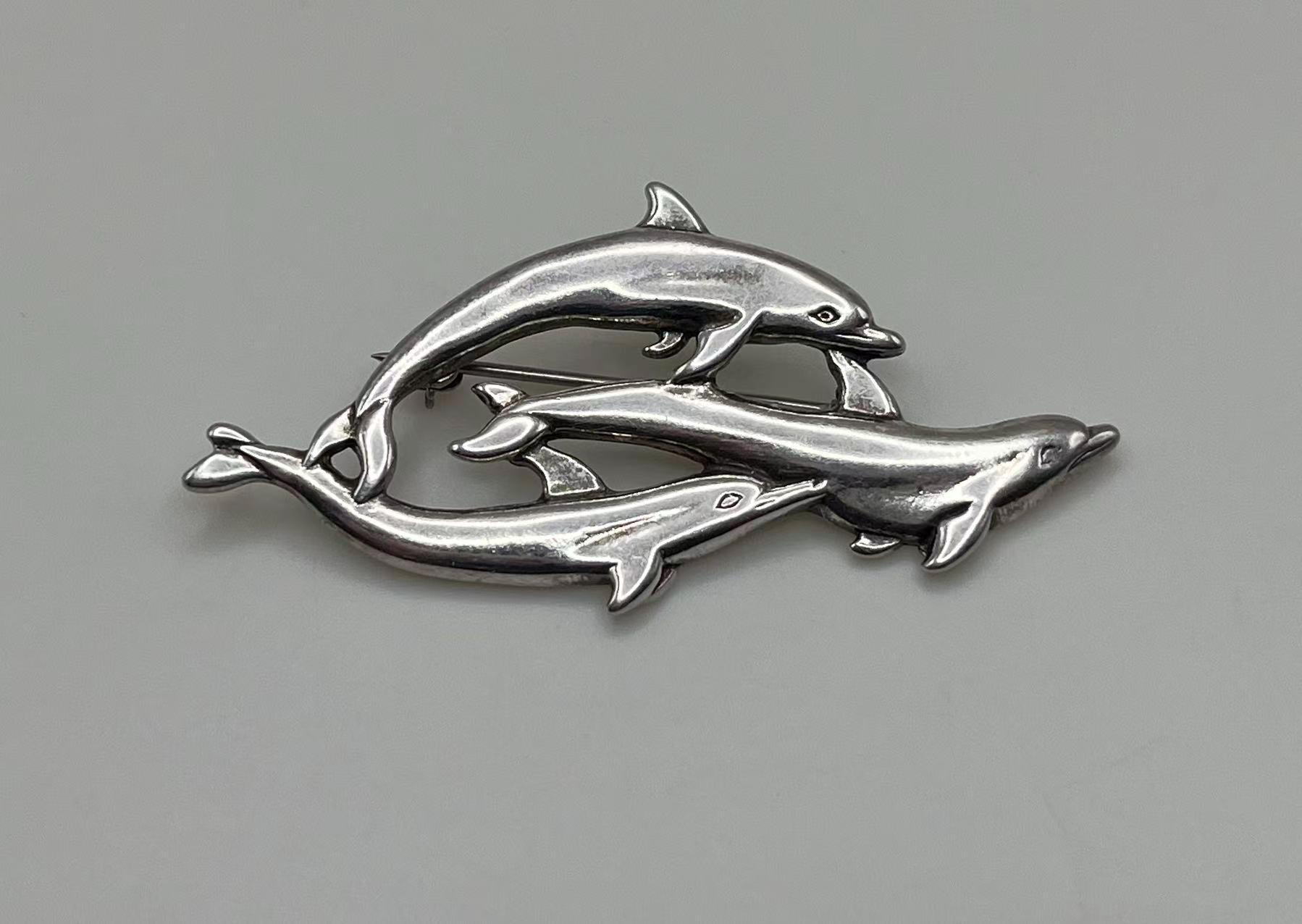 Dolphin Brooch Sterling Silver - Etsy