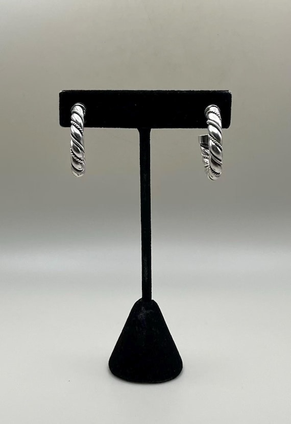 Vintage 925 Sterling Silver Twisted Wire Hoop Earrings