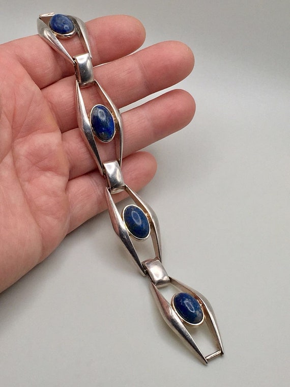Vintage 127 AR 925 Sterling Silver Chunky Lapis L… - image 4