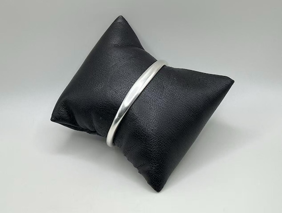 Vintage 925 Silver Plain Pattern Cuff Bracelet wi… - image 1