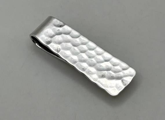 Vintage Handcrafted Hammered Rectangular Sterling… - image 1