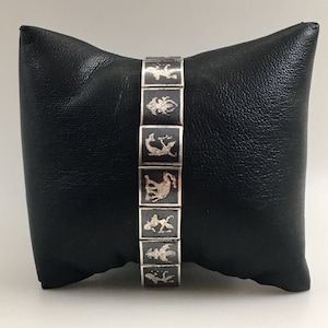 NIELLO SIAM Vintage Sterling Silver Black Bracelet - Silver bracelet, silver jewelry, Jewelry Gift