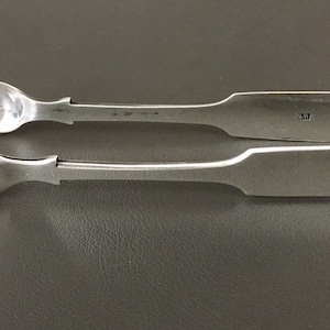 Vintage London England Sterling Silver Plain Pattern Large Solid Sugar Tongs - 5 7/8&quot;Silver Tongs, Silver Flatware, Silverware|housewarming