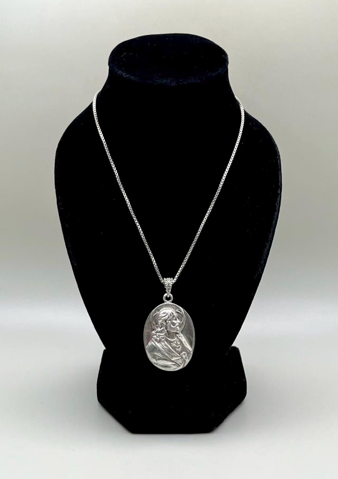 Vintage ITALY 925 Sterling Silver Chain With Sacred Heart of Jesus ...