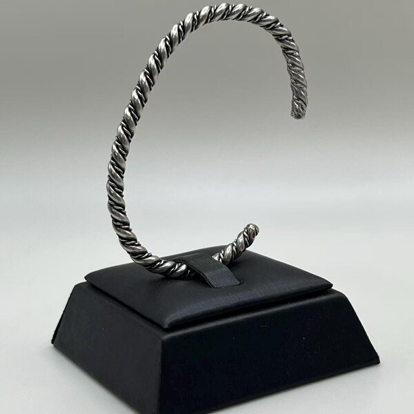 Vintage 925 Sterling Silver Twisted Coiled Wire Cuff Bracelet