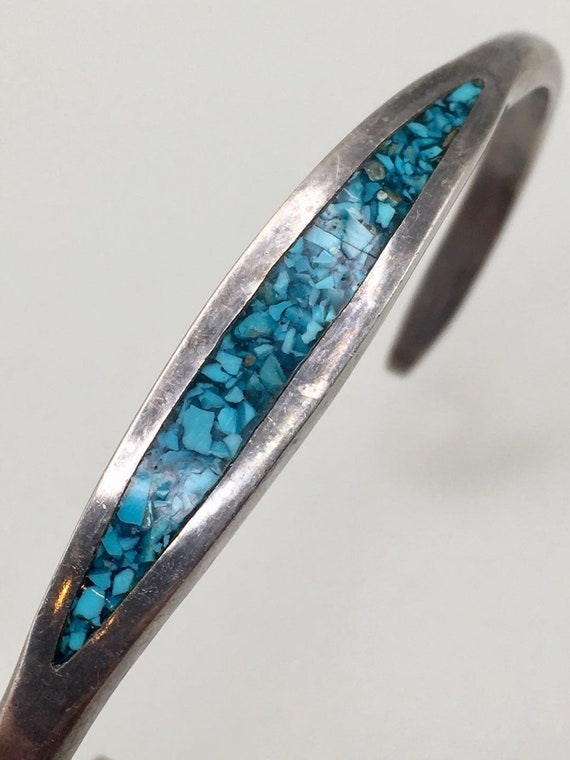 Mexico Vintage 925 Sterling Silver Turquoise Chip… - image 3